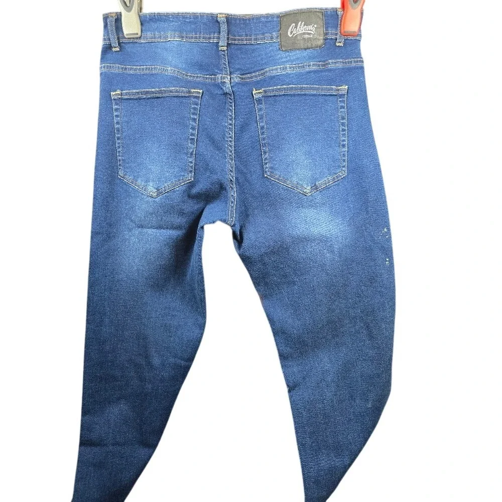 California Vintage Womens Distressed Skinny Jeans  Wash Blue Size 34‎ Distressed